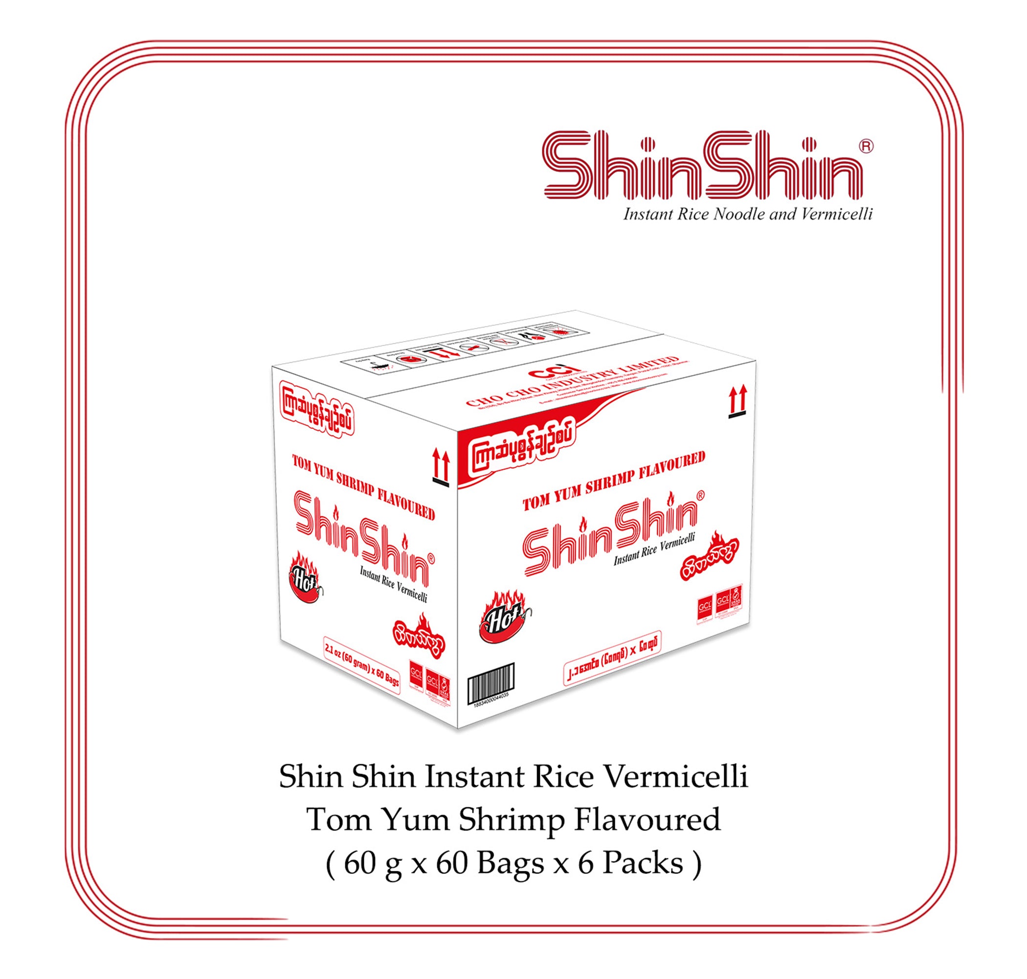Shin Shin - Tom Yum Shrimp Flavor Instant Rice Vermicelli Soup (60gx60bags)(Spicy)(Box)