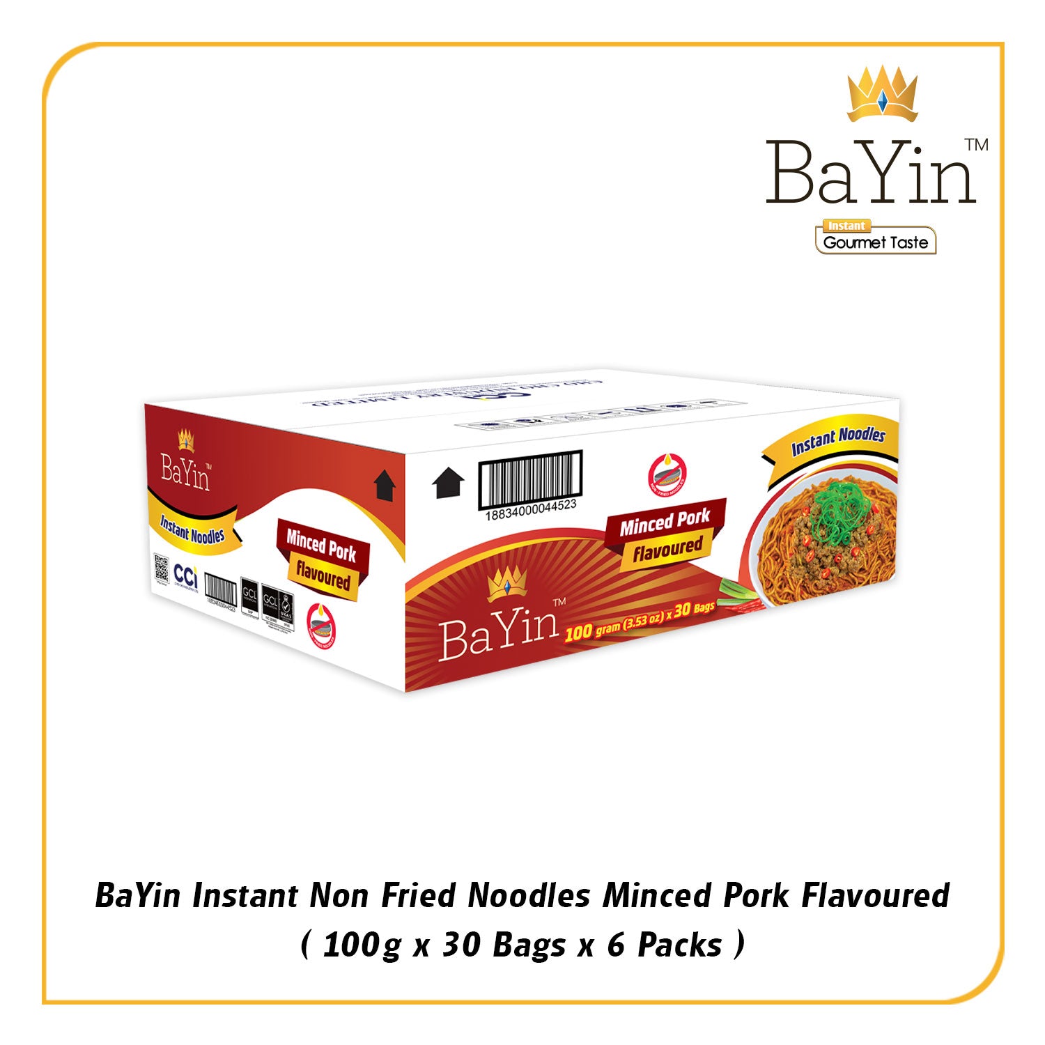 BaYin - Minced Pork Flavored Instant Noodle (100gx30Bags) Dry (30 Bags/Box)