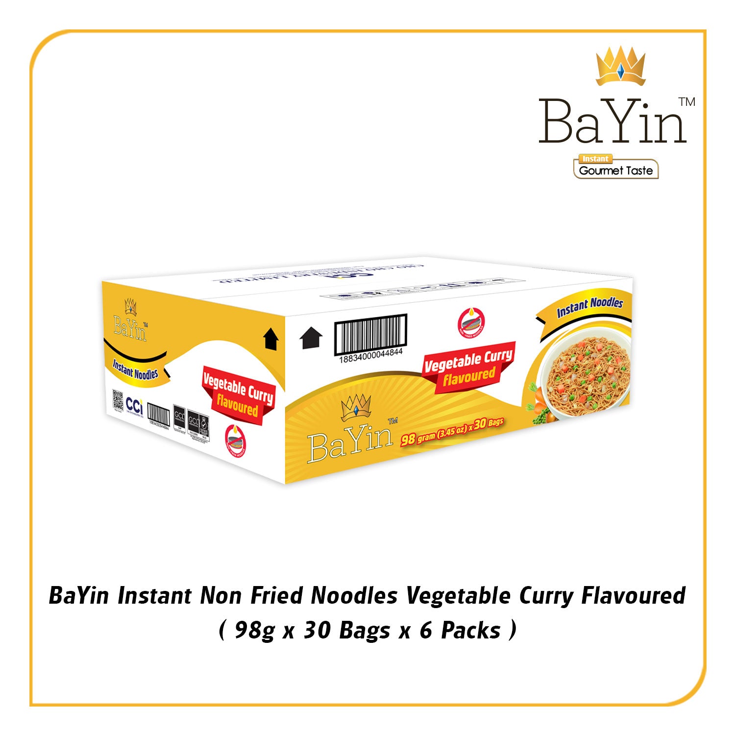 BaYin - Vegetable Curry Flavored Instant Noodle (98gx30Bags) Dry (30 Bags/Box)
